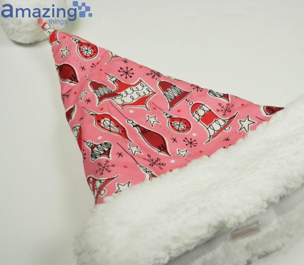 Pink Red Retro 1950s Ornament Pattern Christmas Santa Hat For Adult And Child Product Photo 3