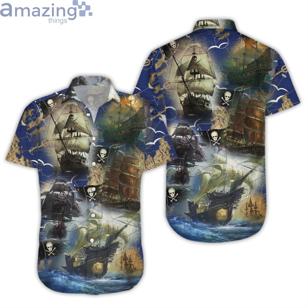 Pirate Boat Flag Map Hawaiian Shirt Product Photo 1