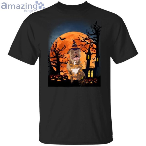 Pit Bull By The Halloween Moon Halloween T-Shirt Product Photo 2