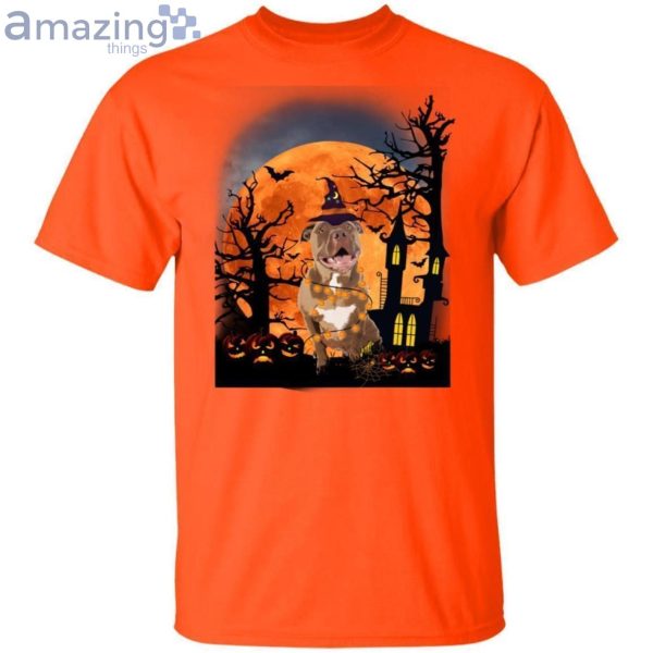 Pit Bull By The Halloween Moon Halloween T-Shirt Product Photo 1