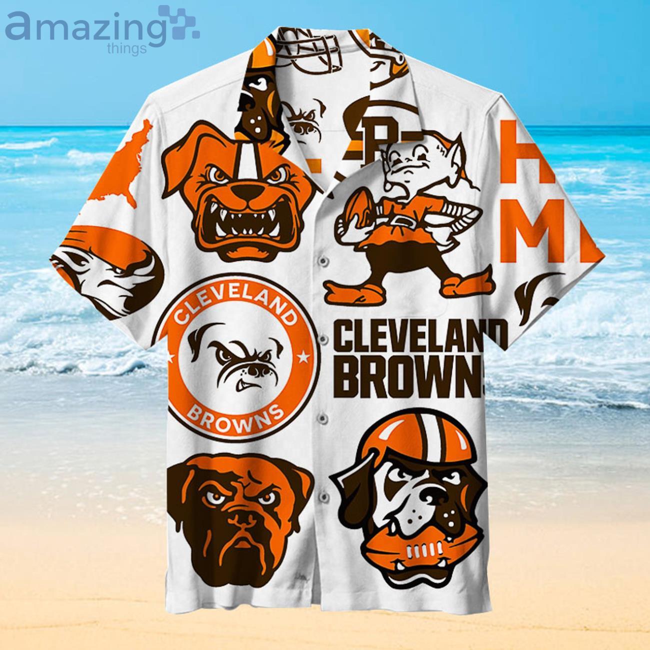 Pitbull Cleveland Browns Fans Gift Logo Sport Lover Hawaiian Shirt Product Photo 1