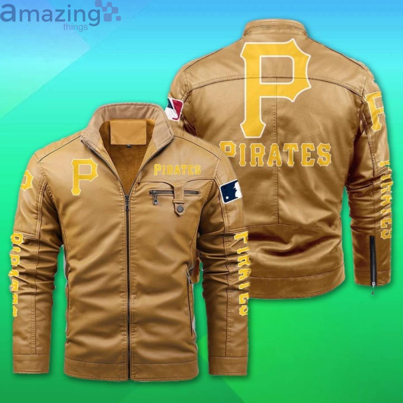 Pittsburgh Pirates Fleece Leather Jacket image Pittsburgh Pirates Fleece Leather Jacket Product Photo 2