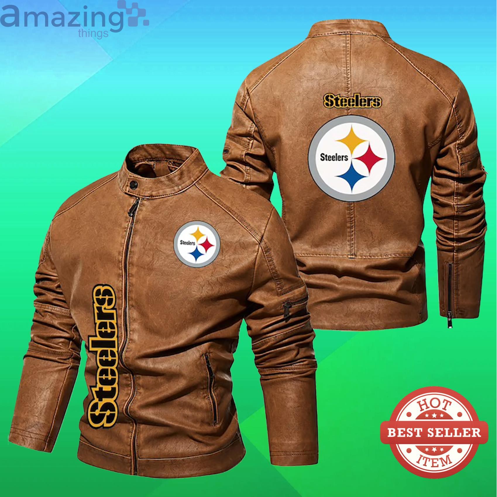 Pittsburgh Steelers NFL Custom Name Motor Fleece Leather Jackets