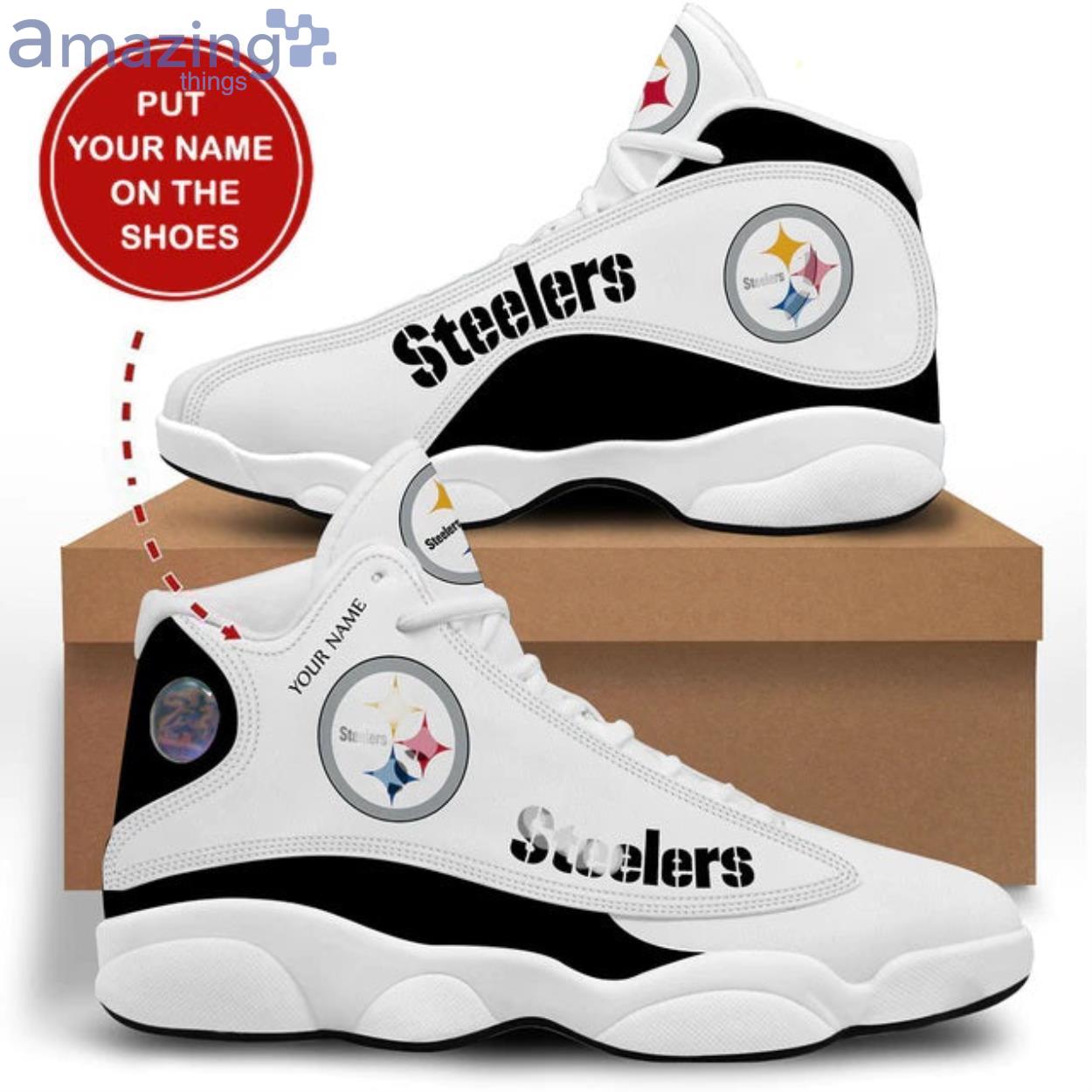 Pittsburgh Steelers Team Custom Name Air Jordon Shoes For Fans Product Photo 1