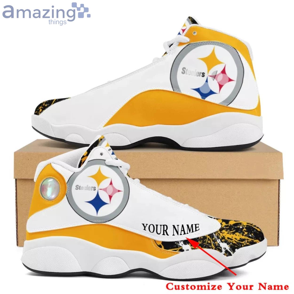 Pittsburgh Steelers Football Team Custom Name Air Jordan 13 Running Shoes  Best Gift For Real Fans - YesItCustom