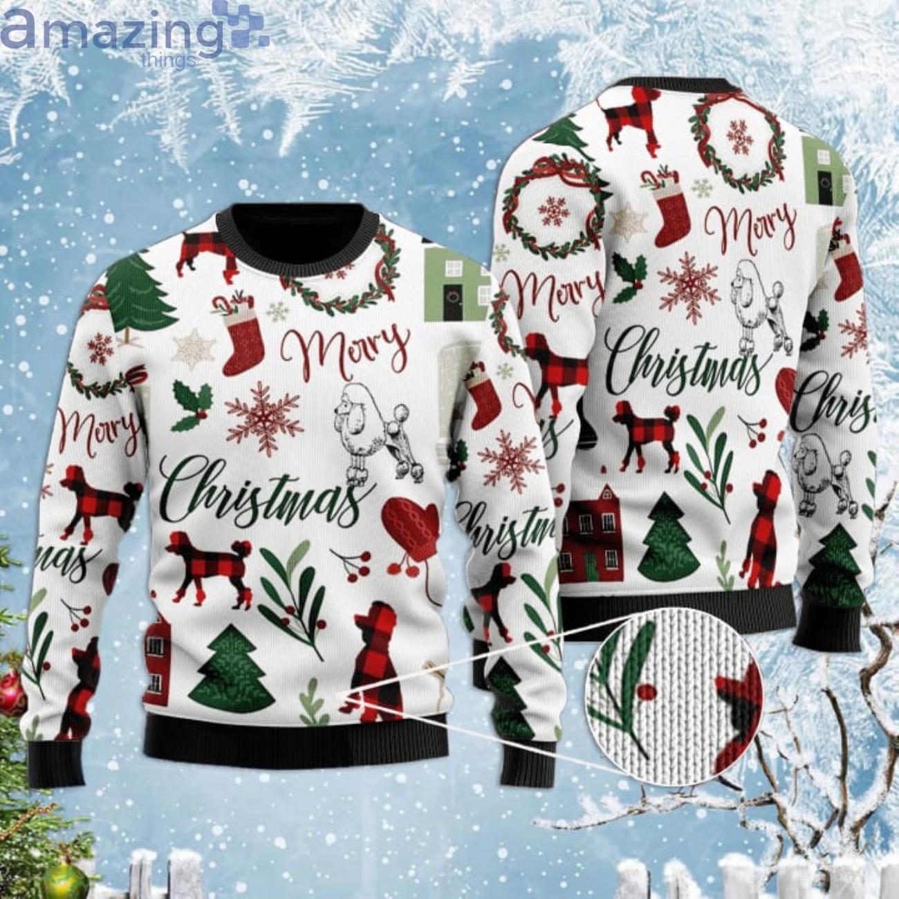Poodle All Over Printed Dog Lover Ugly Christmas Sweater Product Photo 1