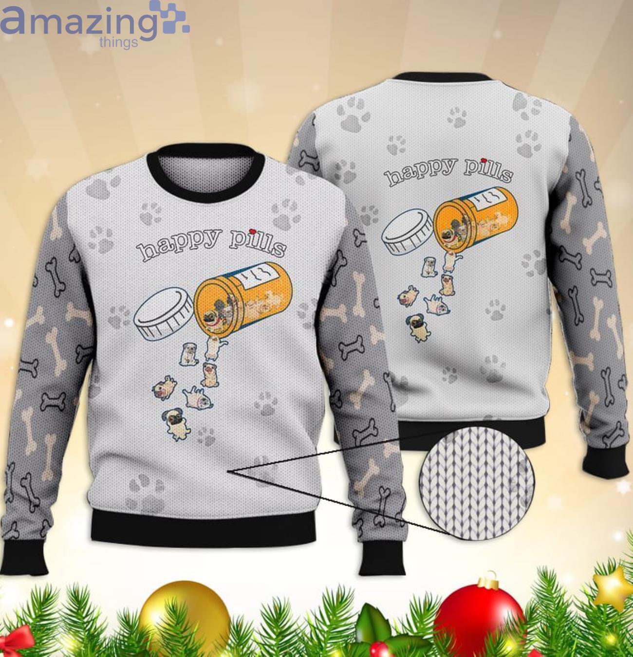 Pugs Happy Pills All Over Print 3D Sweater Product Photo 1