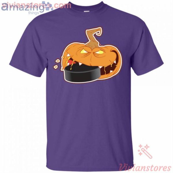 Pumpkin Eating Puck Hockey Halloween Funny T-Shirt Product Photo 5