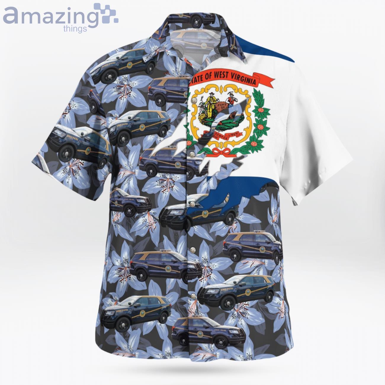 Purple Flover West Virginia Ford Police Car Lover Hawaiian Shirt image Purple Flover West Virginia Ford Police Car Lover Hawaiian Shirt Product Photo 2