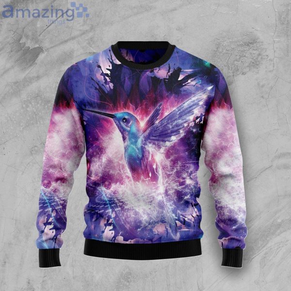 Purple Hummingbird Lover Ugly Christmas Sweater Product Photo 1