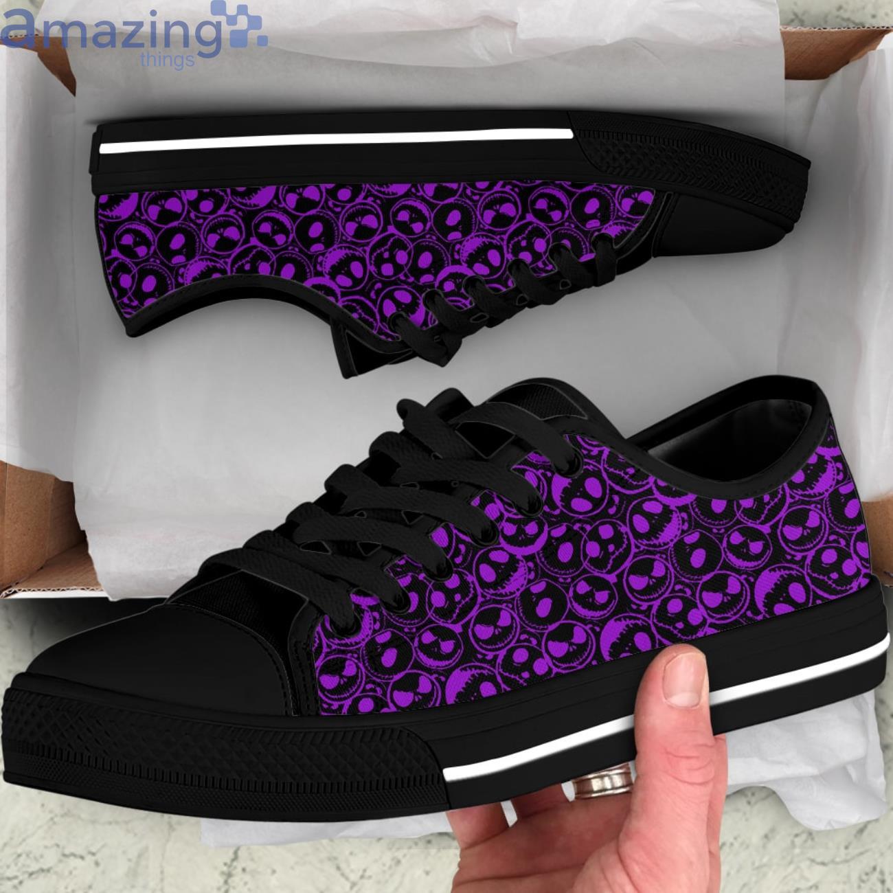 Purple Jack Skellington Faces Low Top Canvas Shoes image Purple Jack Skellington Faces Low Top Canvas Shoes Product Photo 2