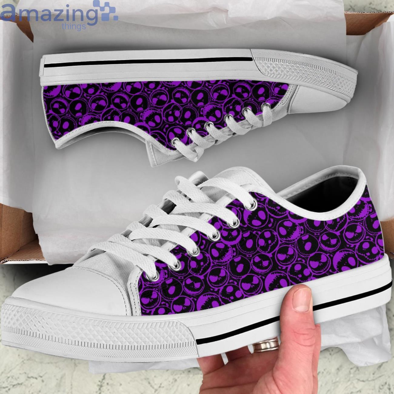 Purple Jack Skellington Faces Low Top Canvas Shoes Product Photo 1