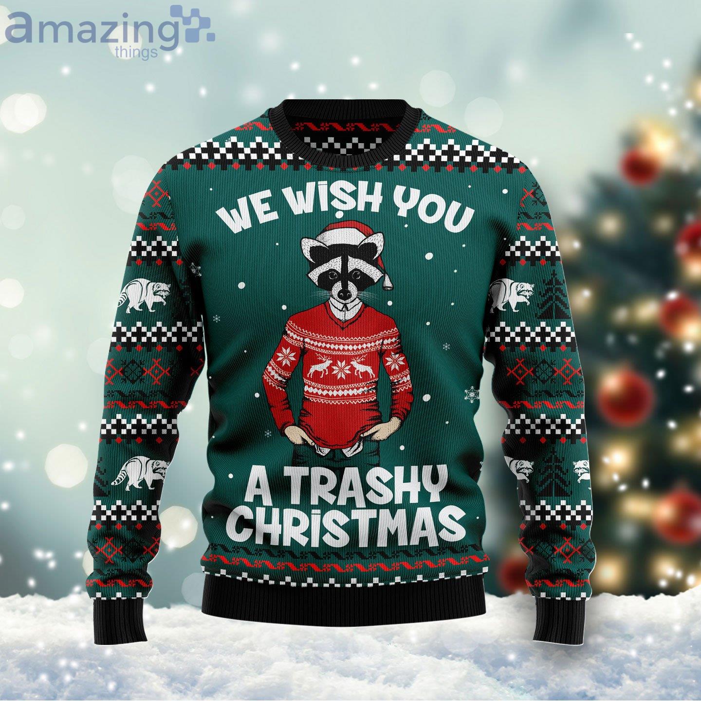 Raccoon A Trashy Christmas Ugly Christmas Holiday Sweater image Raccoon A Trashy Christmas Ugly Christmas Holiday Sweater Product Photo 1 Product photo 1