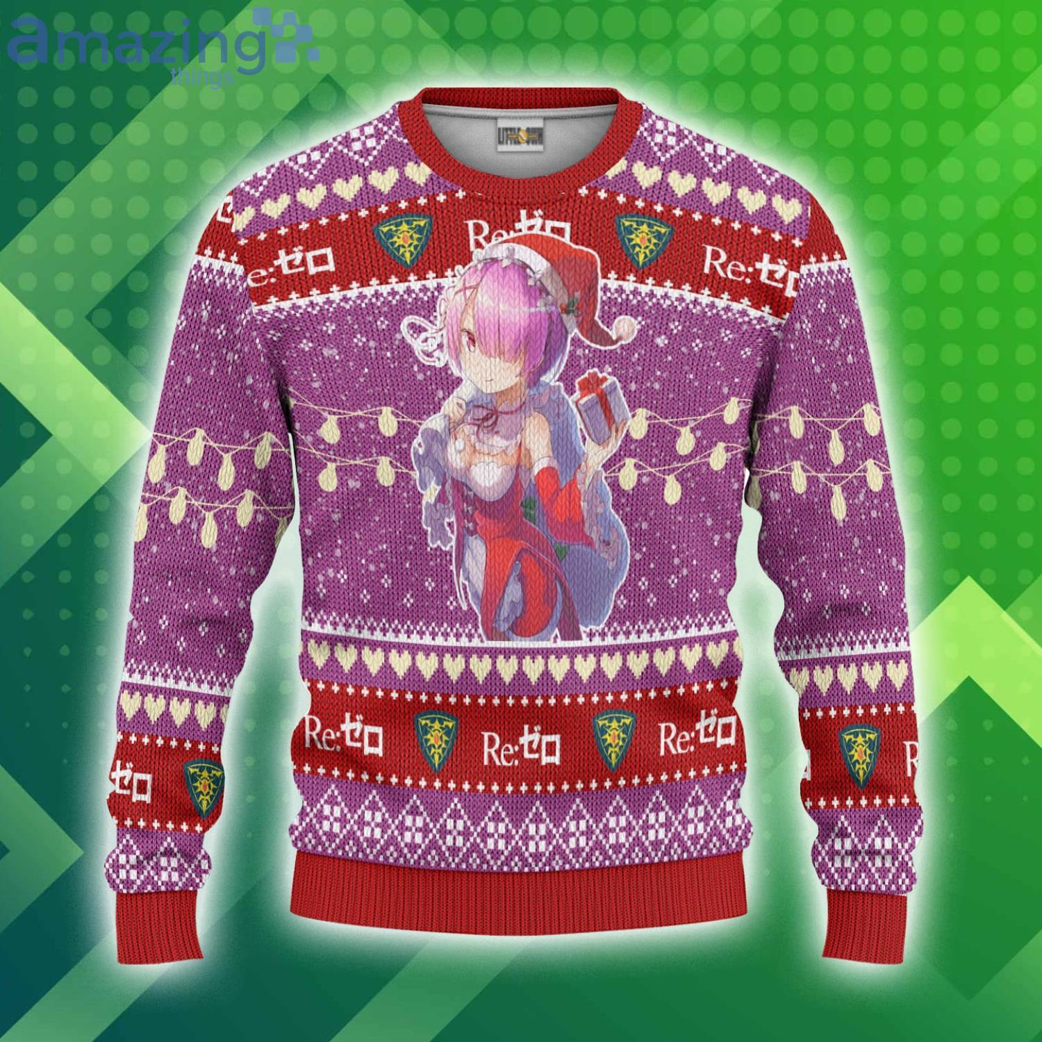 Re Zero Christmas Ugly Sweater Custom Ram Anime 3D Sweater image Re Zero Christmas Ugly Sweater Custom Ram Anime 3D Sweater Product Photo 1 Product photo 1