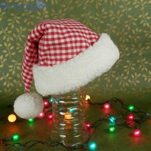 Red And White Gingham Christmas Santa Hat For Adult And Child Product Photo 5