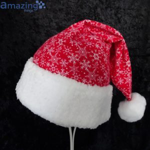 Red And White Snowflake Flannel Christmas Santa Hat For Adult And Child Product Photo 2