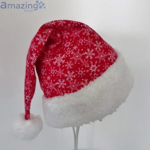 Red And White Snowflake Flannel Christmas Santa Hat For Adult And Child Product Photo 3