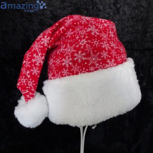 Red And White Snowflake Flannel Christmas Santa Hat For Adult And Child Product Photo 1