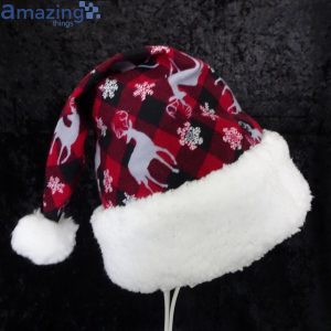 Red Buffalo Check And Reindeer Snowflower Pattern Christmas Santa Hat For Adult And Child Product Photo 1