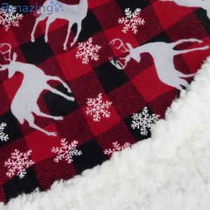 Red Buffalo Check And Reindeer Snowflower Pattern Christmas Santa Hat For Adult And Child Product Photo 6