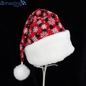 Red Buffalo Check With White Snowflakes Christmas Santa Hat For Adult And Child Product Photo 2