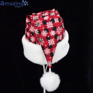 Red Buffalo Check With White Snowflakes Christmas Santa Hat For Adult And Child Product Photo 3