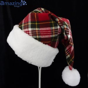Red Christmas Plaid Rustic Christmas Santa Hat For Adult And Child Product Photo 1