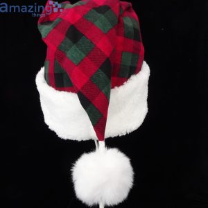 Red & Green Christmas Check Christmas Santa Hat For Adult And Child Product Photo 2