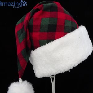 Red & Green Christmas Check Christmas Santa Hat For Adult And Child Product Photo 1