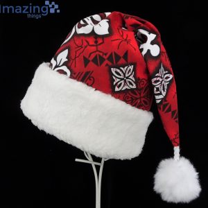 Red Hawaiian Tribal Hawaiian Christmas Santa Hat For Adult And Child Product Photo 2