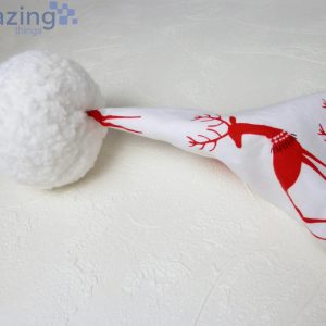 Red Reindeer Pattern Christmas Santa Hat For Dult And Child Product Photo 3