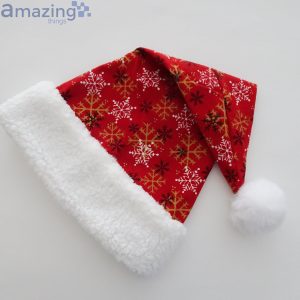 Red Snowflake Pattern Christmas Santa Hat For Adult And Child Product Photo 6