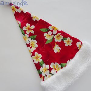 Red Tropical Floral Hawaiian Island Style Christmas Santa Hat For Adult And Child Product Photo 4