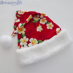 Red Tropical Floral Hawaiian Island Style Christmas Santa Hat For Adult And Child Product Photo 5