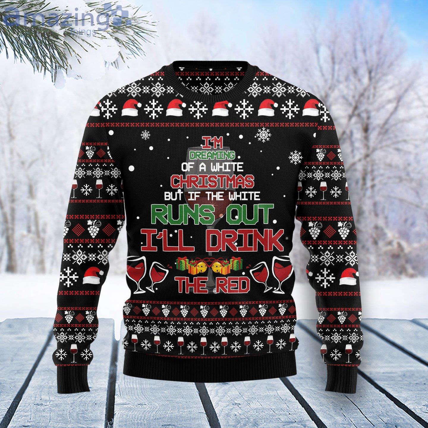 Red Wine Christmas Wine Lover Ugly Christmas Holiday Sweater Product Photo 1