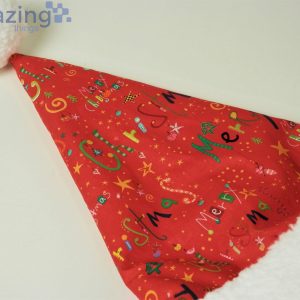 Red With Merry Christmas Words Christmas Santa Hat For Adult And Child Product Photo 3