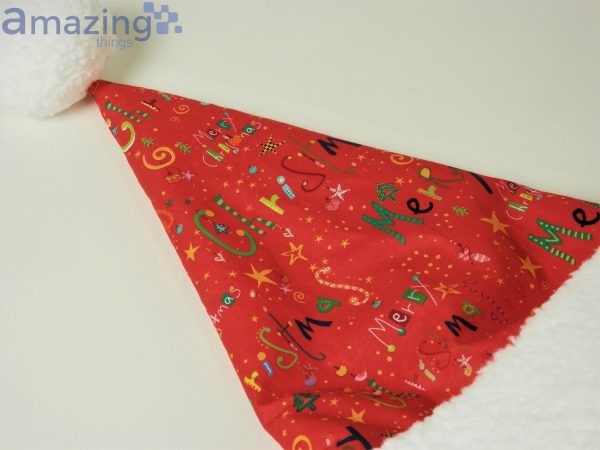 Red With Merry Christmas Words Christmas Santa Hat For Adult And Child Product Photo 3