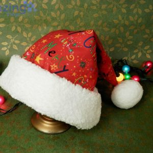Red With Merry Christmas Words Christmas Santa Hat For Adult And Child Product Photo 1