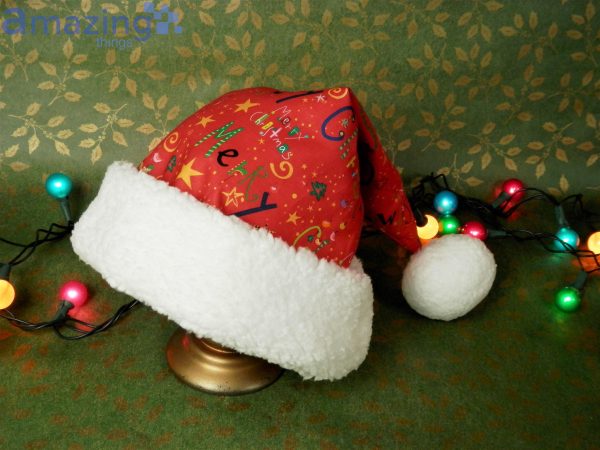 Red With Merry Christmas Words Christmas Santa Hat For Adult And Child Product Photo 1