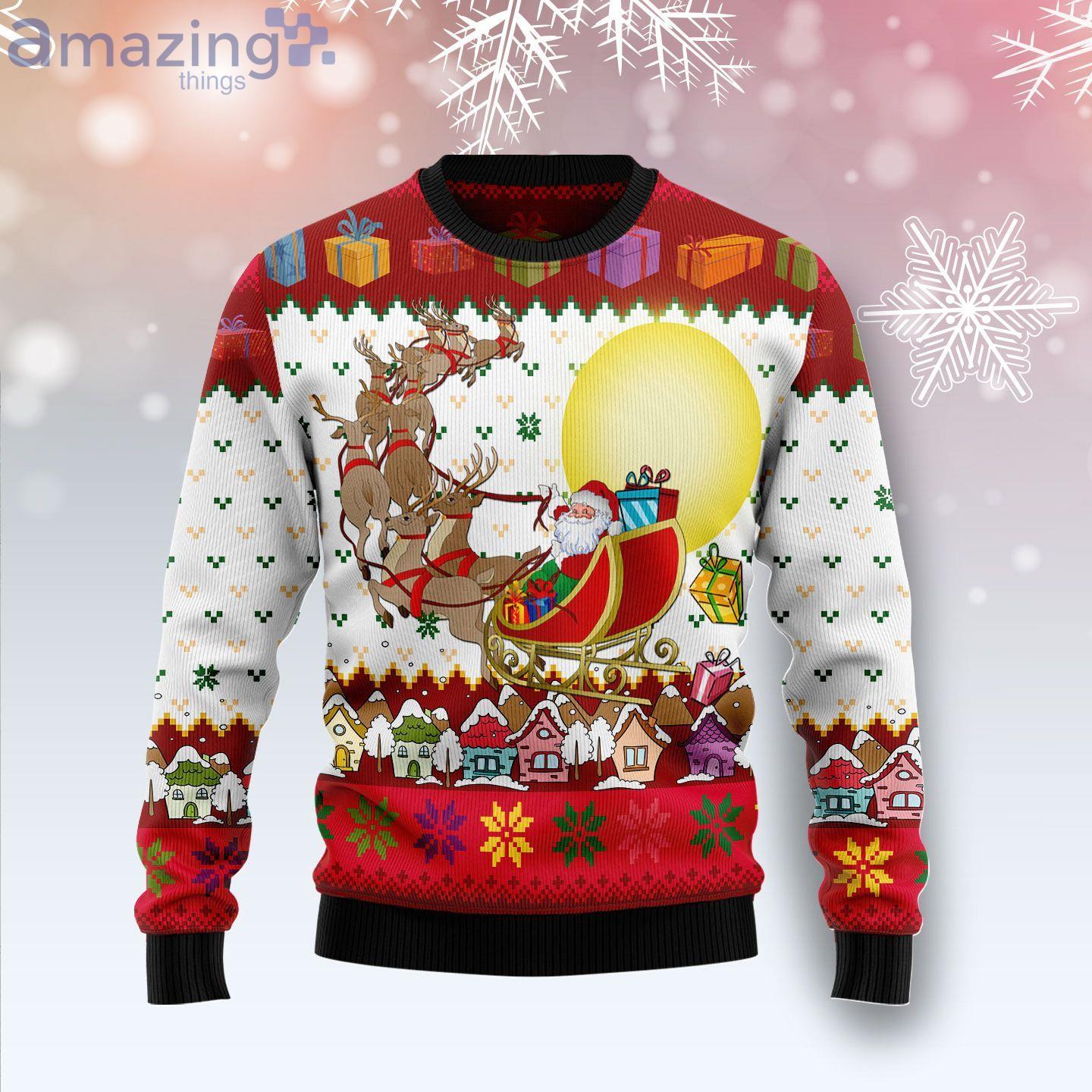 Reindeer And Santa Claus Ugly Christmas Sweater image Reindeer And Santa Claus Ugly Christmas Sweater Product Photo 1 Product photo 1