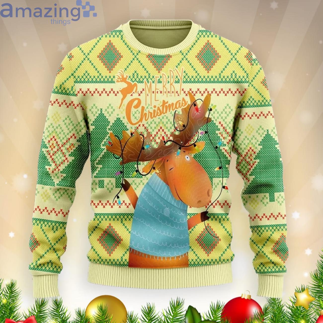Reindeer Cute Christmas Gift Ugly Christmas Sweater Product Photo 1 Reindeer Cute Christmas Gift Ugly Christmas Sweater Product Photo 1