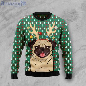 Reindeer Pug Christmas Fuuny Pug Ugly Christmas Sweater Product Photo 1