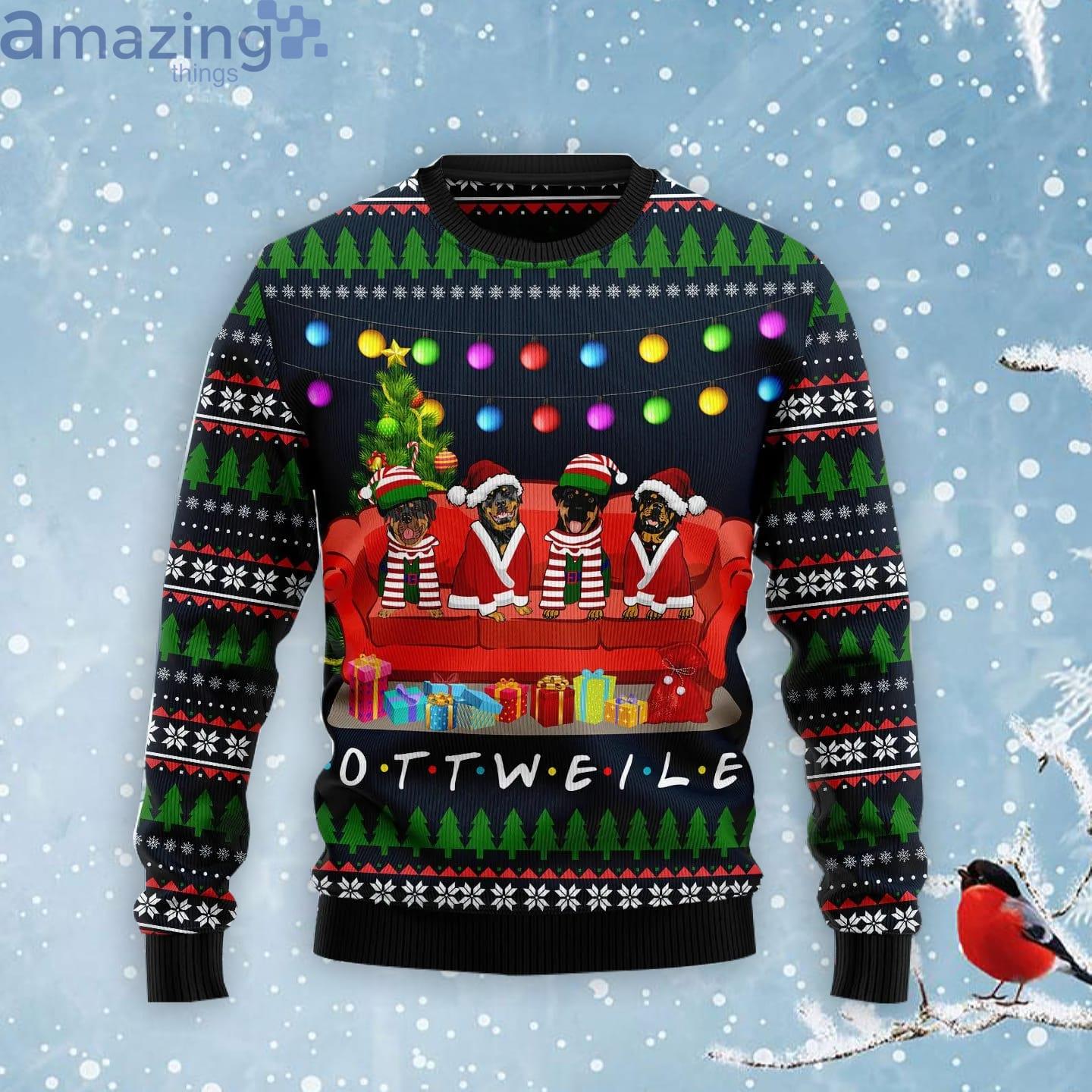 Rottweiler Friends Ugly Christmas Sweater Product Photo 1 Rottweiler Friends Ugly Christmas Sweater Product Photo 1