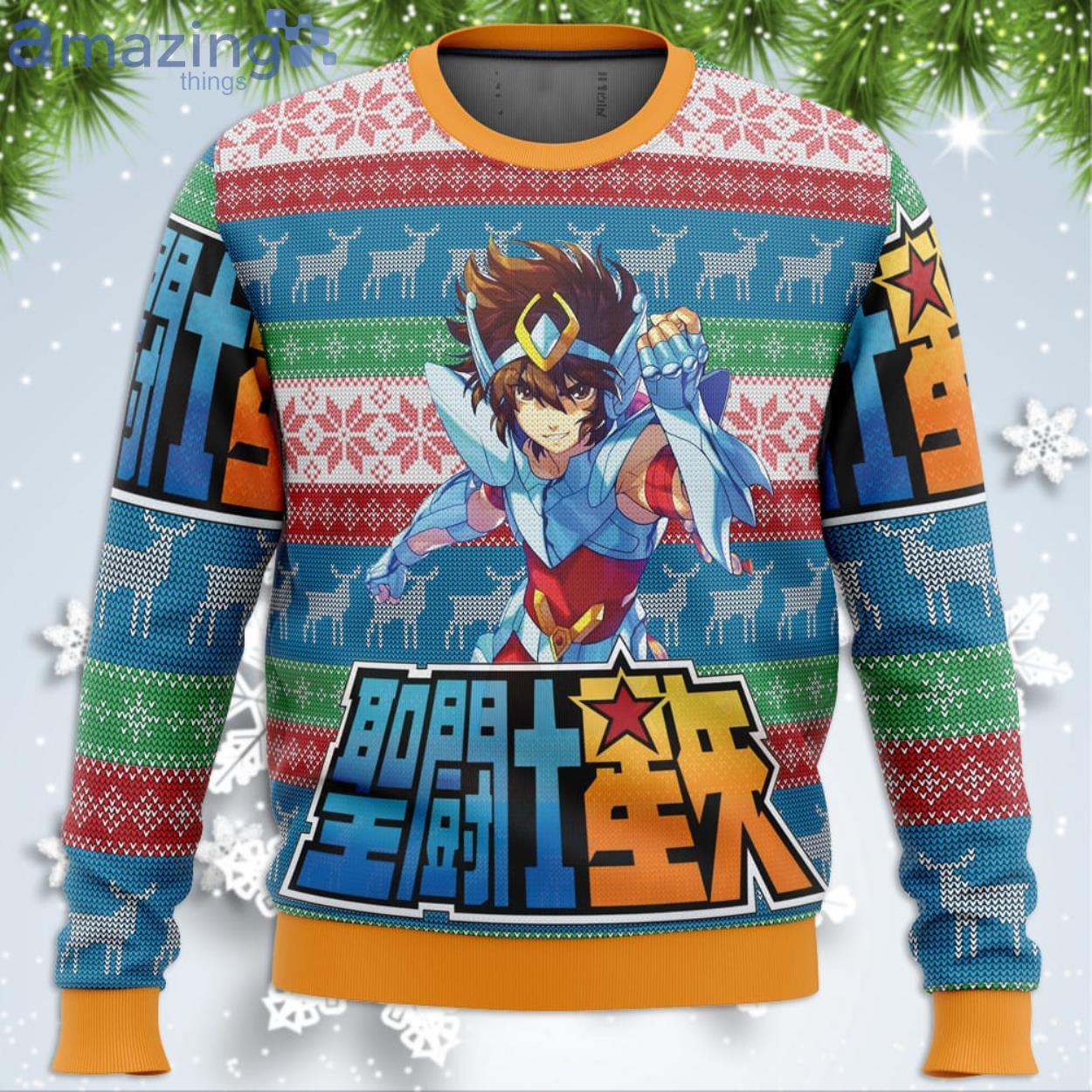 Saint Seiya Alt Funny Christmas Gift Ugly Christmas Sweater Product Photo 1