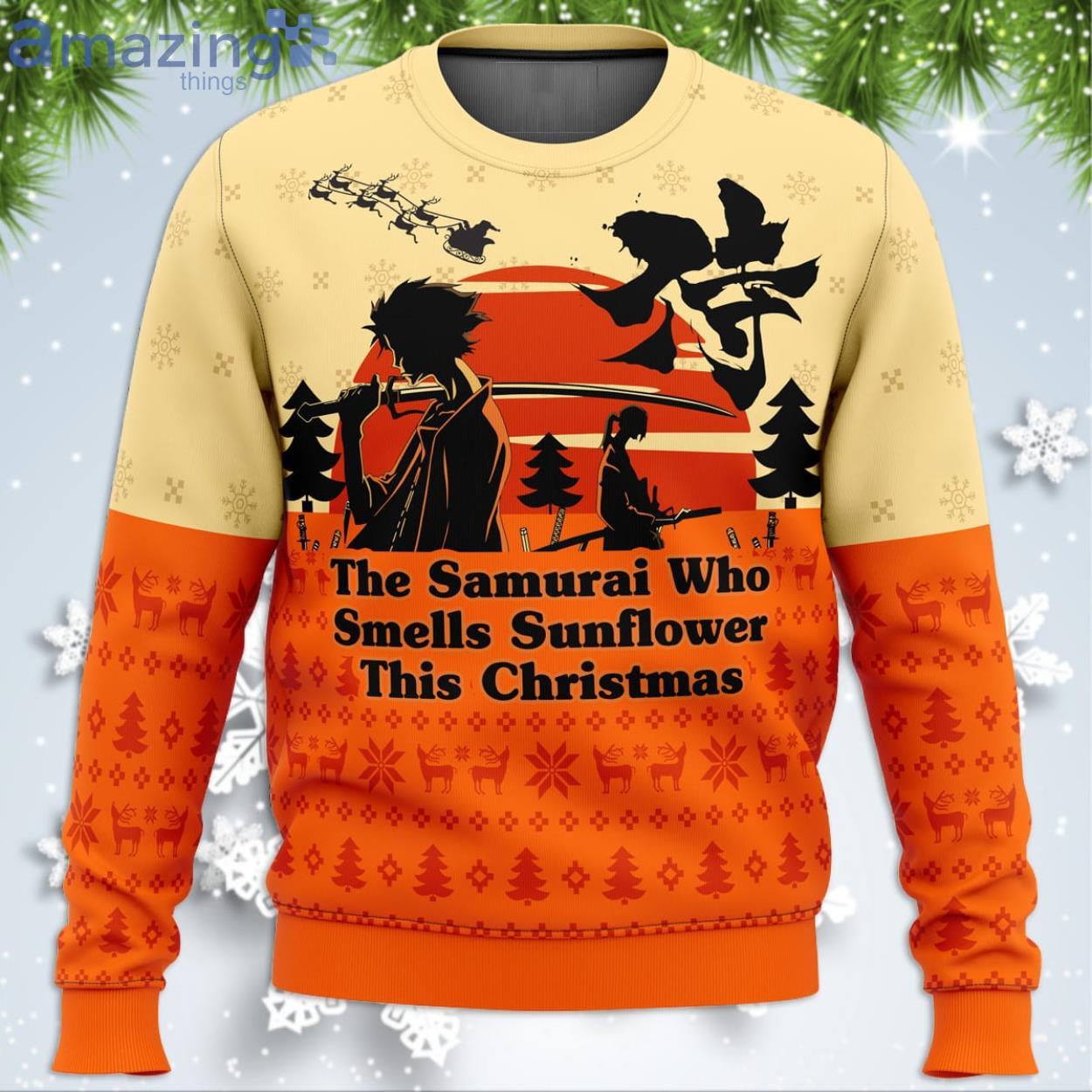 Samurai Champloo The Samurai Who Smells Sunflower This Christmas Funny Christmas Gift Ugly Christmas Sweater Product Photo 1