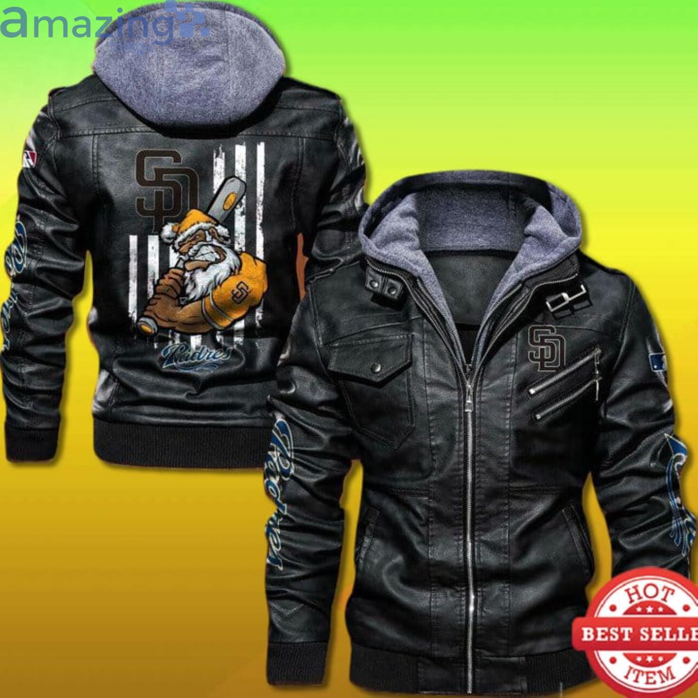 San Diego Padres 2D Trending Leather Jacket Angry Santa Claus Product Photo 1