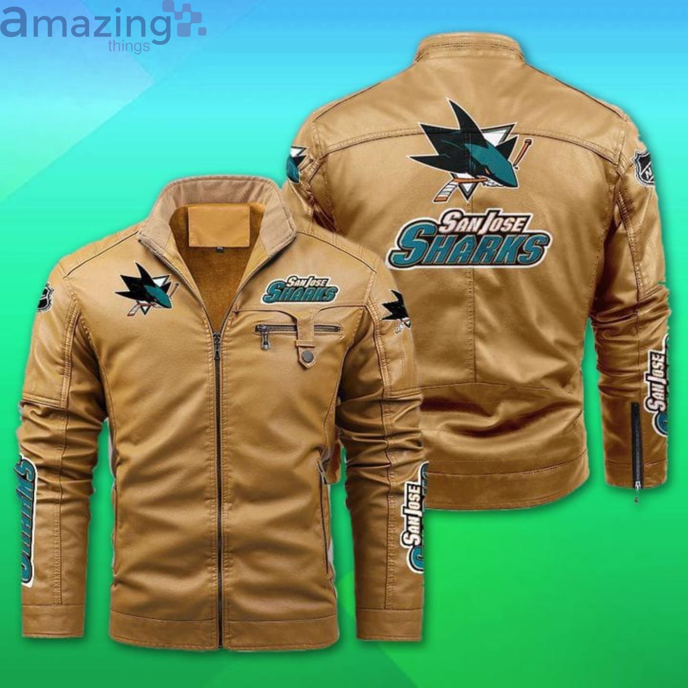 San Jose Sharks Fleece Leather Jacket image San Jose Sharks Fleece Leather Jacket Product Photo 2