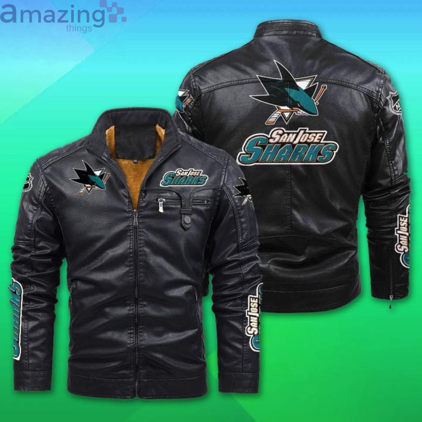 San Jose Sharks Fleece Leather Jacket Product Photo 1 San Jose Sharks Fleece Leather Jacket Product Photo 1