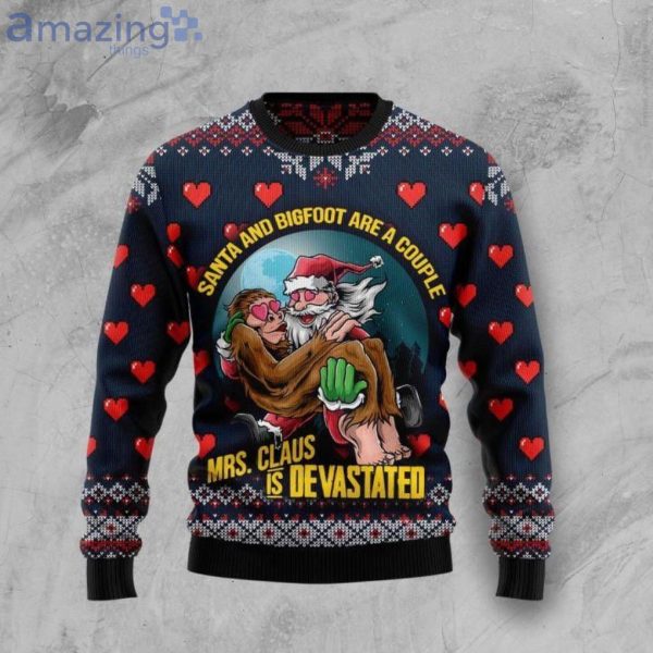 Santa And Bigfoot Are A Couple Christmas Ugly Sweater Product Photo 1