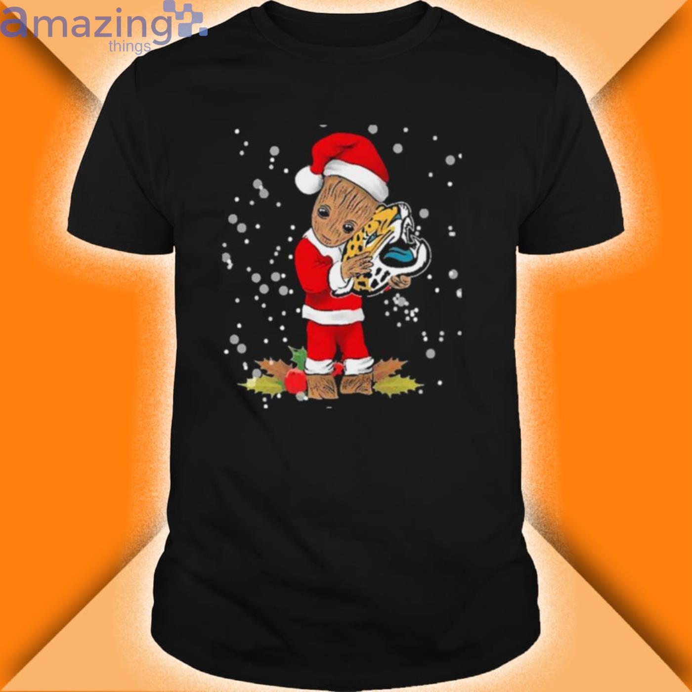 Santa Baby Groot Hug Jacksonville Jaguars Christmas Shirt Product Photo 1